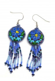 Embroidered Fringe Earrings